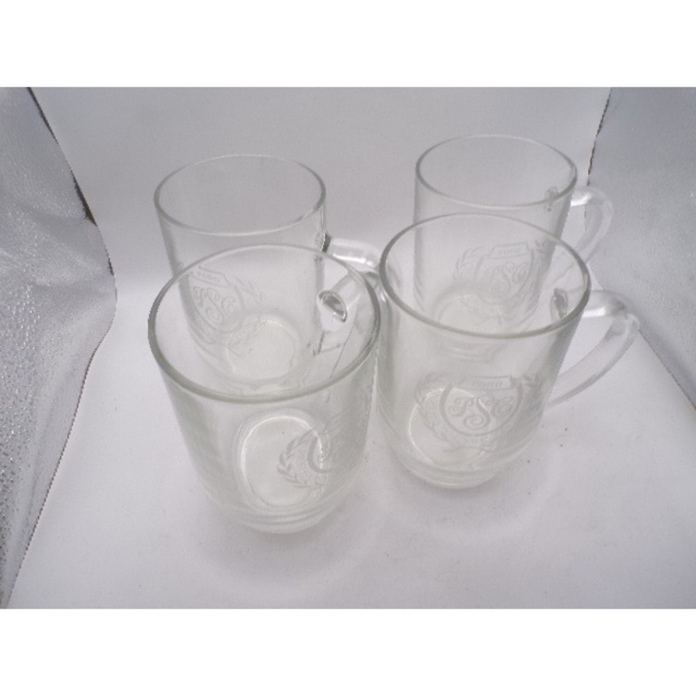 Set of 4 Ford Professional Sales Counselors Etched Clear Glass Coffee Mugs Stein